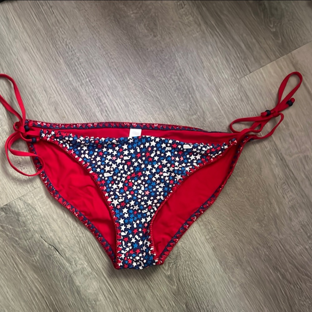 Vineyard Vines Red Bikini Bottom with Blue Trim